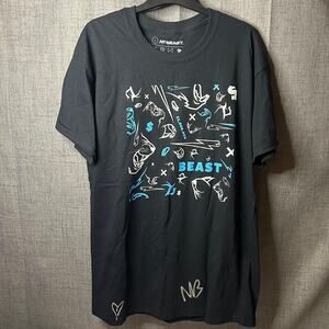 Mr. Beast Autographed Heart Black Shirt 24HR Livestream Graphic Tee Men's Large